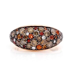 Champagne diamond, ruby, sapphire and white diamond ring by Stelios Jewellers in Perth