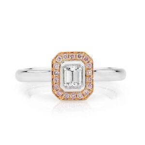 Emerald cut 
pink diamond ring