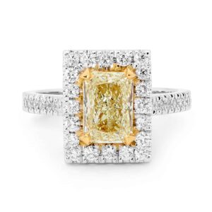 Yellow Radiant Cut Diamond Halo Ring