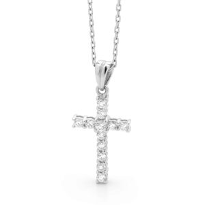 18ct White Gold and Diamond Cross