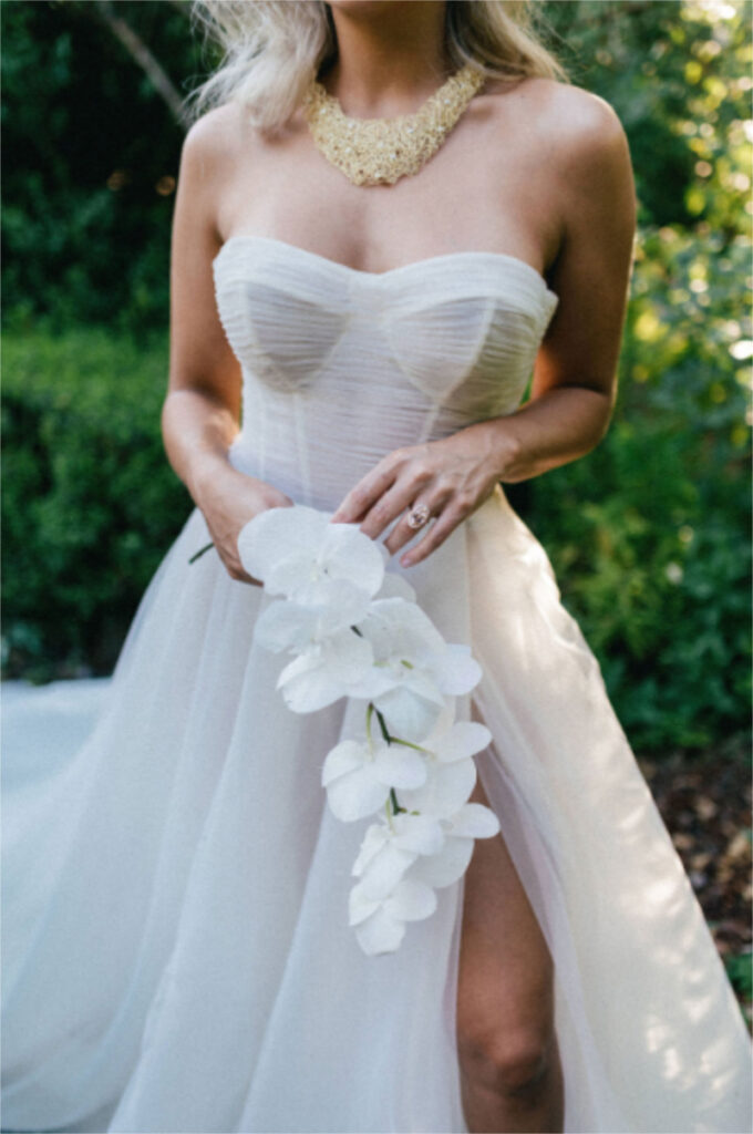 bridge showcasing how to wear your wedding-and engagement ring together