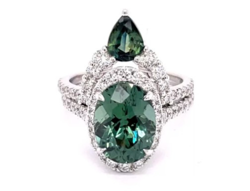 personalized diamond and emerald engagement ring example